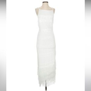 Torn by Ronny Kobo White Fringe dress